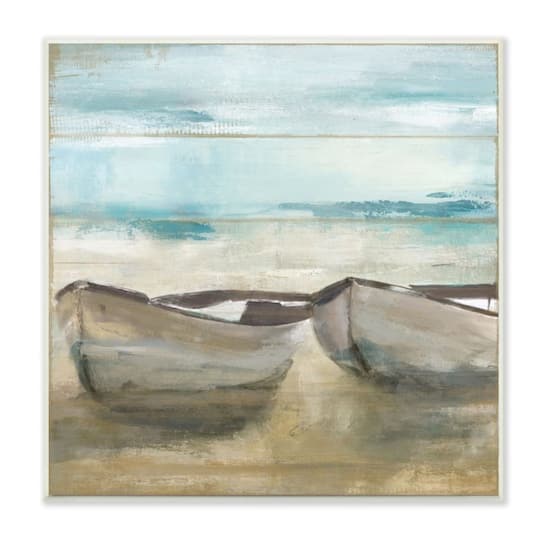 Stupell Industries Lake Boat Beach Landscape Wooden Wall Plaque